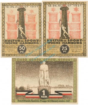 Hamburg , Notgeld Set 3 Scheine unc-kfr. M-G 539.2.K , HH 1921 Seriennotgeld -5745-