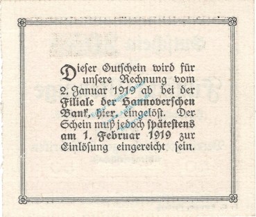 Preview: Harburg , Notgeld 50 Pfennig Schein unc-kfr. Ti.2805.35.02 , Niedersachsen 1918 Verkehrsausgabe