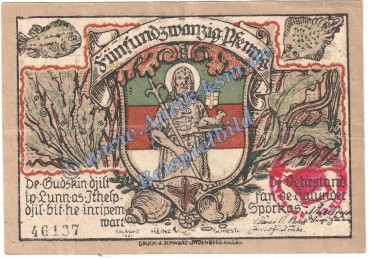 Helgoland , Notgeld 25 Pfennig -Djunk Gat Handstempel- in gbr. M-G 595.1.d , Schleswig 1921 Seriennotgeld