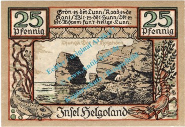 Preview: Helgoland , Notgeld 25 Pfennig -o.Nathurn- in kfr. M-G 595.1.b , Schleswig Holstein 1921 Seriennotgeld