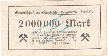 Preview: Herten , Notgeld 2 Millionen Mark -Ewald- in gbr. Keller 2357.a , Westfalen 1923 Grossnotgeld Inflation