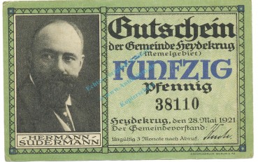 Heydekrug Silute , Notgeld 50 Pfennig Schein gbr. M-G 607.1.a , Litauen 1921 -5703-