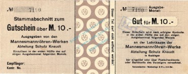 Huckingen , Banknote 10 Mark Schein unc-kfr.E Geiger 245.02 , Rheinland o.D. Grossnotgeld