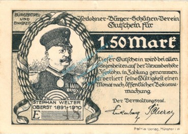 Iserlohn , Notgeld 1,50 Mark Schein gbr. M-G 646.1 , Westfalen o.D. Seriennotgeld