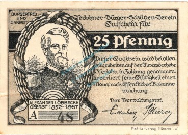 Iserlohn , Notgeld 25 Pfennig Schein gbr. M-G 646.1 , Westfalen o.D. Seriennotgeld