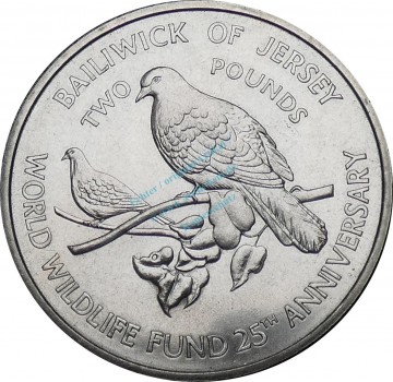 Jersey , 2 Pound Münze 1987 -Jubiläum, 25 Jahre WWF-Elizabeth II- KM.70 vz-stgl -0271-