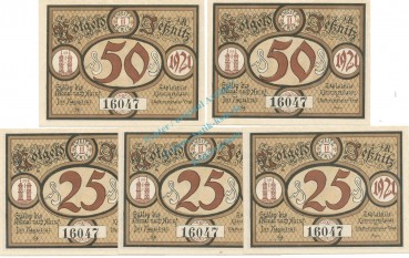 Jessnitz , Notgeld Set -5 x Nummerngleich- unc-kfr. M-G 659.2 , SA 1921 Seriennotgeld -5802-