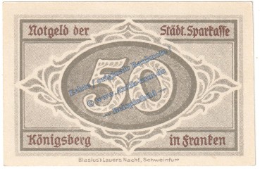 Preview: Königsberg Fr , Notgeld 50 Pfennig Schein in kfr. Tieste 3585.05.10.M2 , Sachsen 1918 Verkehrsausgabe