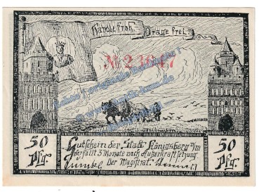 Preview: Königsberg N.M , Notgeld 50 Pfennig Schein in kfr. Tieste 3590.10.10 , Brandenburg 1921 Verkehrsausgabe