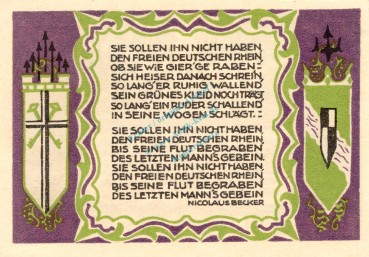 Königswinter , Notgeld 50 Pf. --Sie sollen Ihn...1509-- in kfr. M-G 730.2.c Westfalen 1921 Seriennotgeld