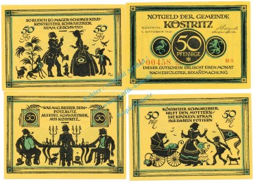 Köstritz , Notgeld Set mit 4 Scheinen unc-kfr. M-G 736.5 TH o.D. Seriennotgeld -5708-