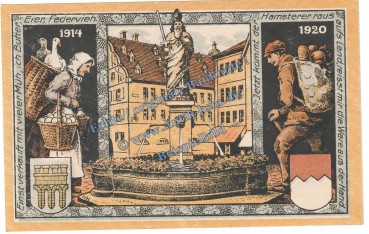 Preview: Kitzingen , Notgeld 50 Pfennig Schein in kfr. Tieste 3510.05.80 , Bayern 1920 Verkehrsausgabe