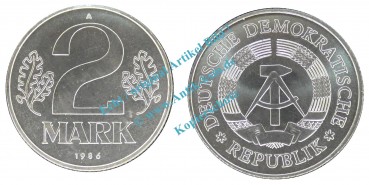 Kursmünze DDR , 2 Mark Stück bfr-Stgl. von 1986 A , J.1516 -0525-