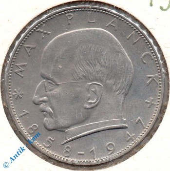 Kursmünze Deutschland , 2 Mark 1957 D , Max Planck , ss+ bis vz , Jäger 392 , Bundesrepublik Deutschland