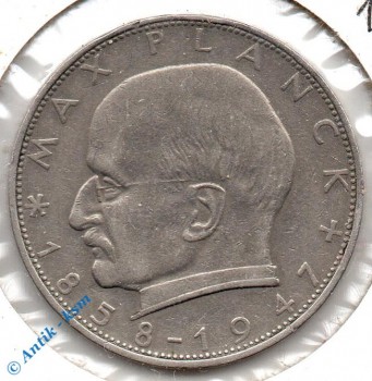 Kursmünze Deutschland , 2 Mark 1957 F , Max Planck , ss+ bis vz , Jäger 392 , Bundesrepublik Deutschland