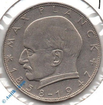 Kursmünze Deutschland , 2 Mark Münze von 1959 F , Max Planck , ss bis vz , Jäger 392 , Bundesrepublik Deutschland