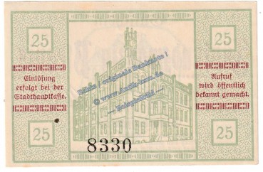 Preview: Kyritz , Notgeld 25 Pfennig Schein in kfr. Tieste 3785.05.05 , Brandenburg 1920 Verkehrsausgabe