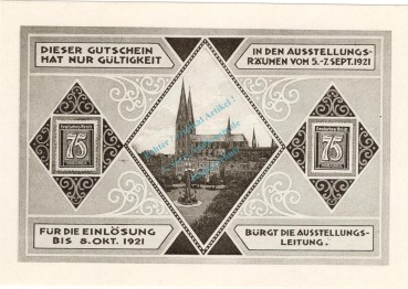 Lübeck , Notgeld 75 Pfennig Schein Nr.1 unc-kfr. M-G 826.6 , Schleswig Holstein 1921 Seriennotgeld