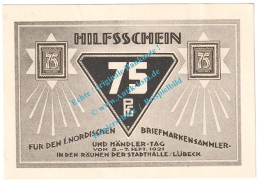 Preview: Lübeck , Notgeld 75 Pfennig Schein Nr.6 in kfr. M-G 826.5 , Schleswig 1921 Seriennotgeld
