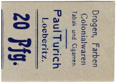 Löberitz , 20 Pfennig Schein in kfr-unc Ti.4185.20.04 , Sachsen Anhalt o.D. Verkehrsausgabe