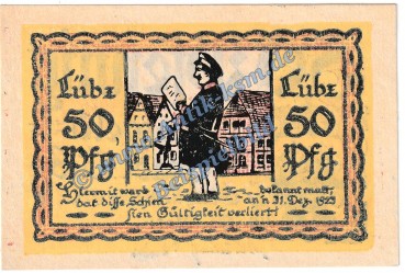 Lübz , Notgeld 50 Pfennig Schein in kfr. M-G 835.2 , Mecklenburg Vorpommern o.D. Seriennotgeld