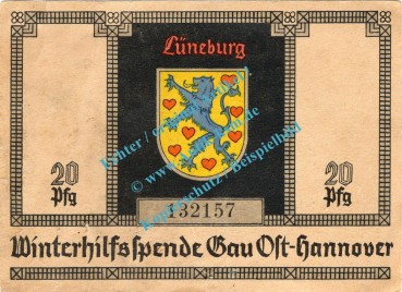 Lüneburg , Winterhilfsspende 20 Pfennig Gau Ost-Hannover in L-gbr. Niedersachsen o.D.