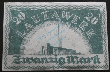 Lautawerk , Banknote 20 Mark -Alu- unc-kfr. Mü.2590.1 , BBG 1922 Großnotgeld -3639-