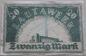 Lautawerk , Banknote 20 Mark -Alu- unc-kfr. Mü.2590.1 , BBG 1922 Großnotgeld -3645-