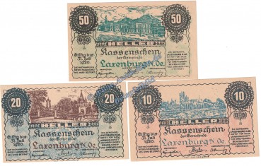 Laxenburg , Notgeld Set mit 3 Scheinen in kfr. K-K 507.e , Niederösterreich o.D.