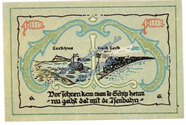 Leck , Notgeld 1 Mark Schein in kfr. M-G 780.1 , Schleswig Holstein o.D. Seriennotgeld