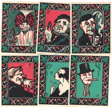 Leipzig , Notgeld Set mit 6 Scheinen unc-kfr. M-G 785.1 , Sachsen 1921 Seriennotgeld