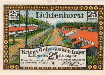 Preview: Lichtenhorst , Notgeld 25 Pfennig Schein Nr.1 in kfr. M-G 797.1 , Niedersachsen o.D. Seriennotgeld