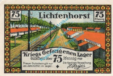 Preview: Lichtenhorst , Notgeld 75 Pfennig Schein Nr.2 in kfr. M-G 797.1 , Niedersachsen o.D. Seriennotgeld
