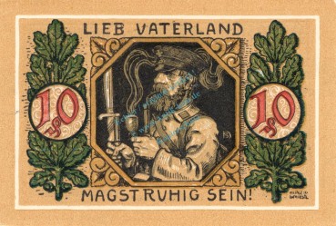 Preview: Lindenberg , 10 Pfennig --FEHLDRUCK-- A in kfr-unc , Ti.4115.... Bayern 1918 Verkehrsausgabe