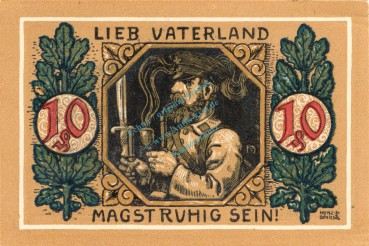 Preview: Lindenberg , 10 Pfennig --FEHLDRUCK-- E in kfr-unc , Ti.4115.... Bayern 1918 Verkehrsausgabe