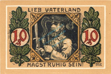 Preview: Lindenberg , 10 Pfennig --FEHLDRUCK-- F in kfr-unc , Ti.4115.... Bayern 1918 Verkehrsausgabe