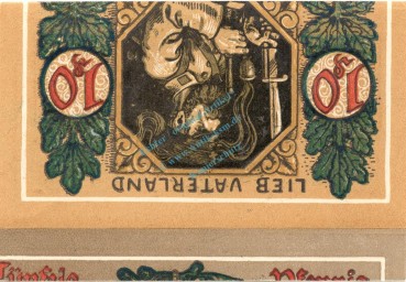 Preview: Lindenberg , 10 Pfennig --FEHLDRUCK-- G in kfr-unc , Ti.4115.... Bayern 1918 Verkehrsausgabe