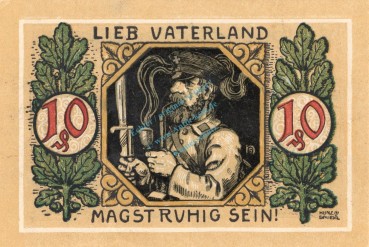 Preview: Lindenberg , 10 Pfennig --FEHLDRUCK-- H in kfr-unc , Ti.4115.... Bayern 1918 Verkehrsausgabe