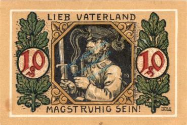 Preview: Lindenberg , 10 Pfennig --FEHLDRUCK-- J in kfr-unc , Ti.4115.... Bayern 1918 Verkehrsausgabe