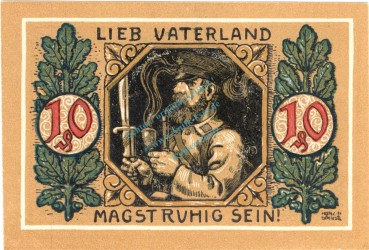 Preview: Lindenberg , Notgeld 10 Pfennig Schein unc-kfr. Ti.4115.05.15 , Bayern 1918 Verkehrsausgabe