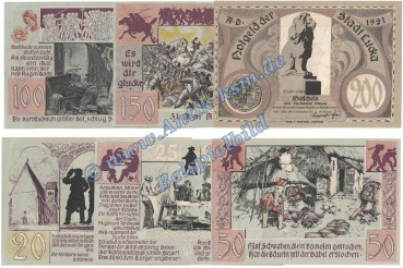 Lucka , Notgeld Set mit 6 Scheinen in kfr. M-G 816.1 , Thüringen 1921 Seriennotgeld