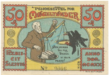 Mögeltondern , Notgeld 50 Pfennig -Doppelpunkt- unc-kfr. M-G 892.1.C , SH 1920 Seriennotgeld -5804-