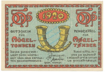 Preview: Mögeltondern , Notgeld 50 Pfennig -Doppelpunkt- unc-kfr. M-G 892.1.C , SH 1920 Seriennotgeld -5804-