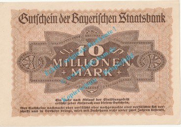 Preview: München , Banknote 10 Millionen Mark Schein in kfr. Keller 3657.d , Bayern 1923 Grossnotgeld - Inflation