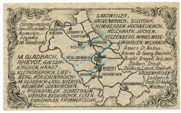 Preview: München Gladbach , Notgeld 50 Pfennig Schein unc-kfr. Ti.4710.05.02 , RHL 1917 Verkehrsausgabe -4184-