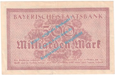 Preview: München , Notgeld 500 Milliarden Mark Schein in gbr. Keller 3657.f , Bayern 1923 Grossnotgeld Inflation