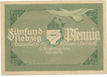 Preview: Münster , Notgeld 75 Pfennig Schein unc-kfr. M-G 914.1 , NRW o.D. Seriennotgeld -5726-