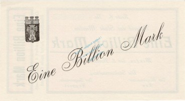 Preview: Menden , Banknote 1 Billion Mark --MUSTER-- unc-kfr. Keller 3516... Westfalen 1923 Inflation