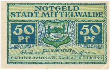 Preview: Mittelwalde , Notgeld 50 Pfennig -roter Stern- unc-kfr. Ti.4585.095.03.2 , SLN o.D. Verkehrsausgabe -4190-