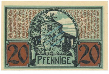 Preview: Moosburg , Notgeld 20 Pfennig Schein unc-kfr. Ti.4635.05.05 , BAY o.D. Verkehrsausgabe -4211-